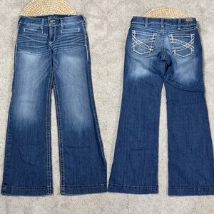 Ariat Denim Women’s Marine Trouser Jeans Wide Leg Mid Rise Stretch Entwined 30